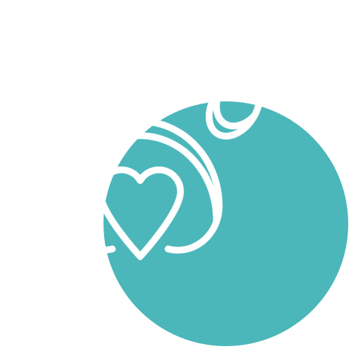 A white outline of a paw print with a heart shape inside, symbolizing veterinarian care, overlaid on a teal circle, on a light gray background.