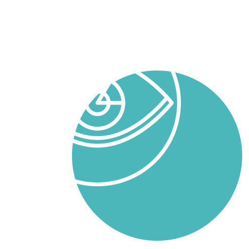 Minimalist graphic of an outlined white eye with concentric circles overlaid on a large teal circle, set against a light gray background—ideal for a modern vet or veterinarian branding.