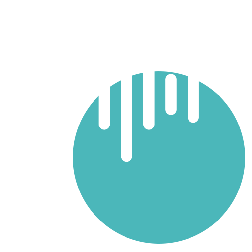 A teal circle overlaps with vertical white bars of varying heights, resembling a soundwave, on a light gray background—evoking a modern logo for a veterinarian or vet clinic.