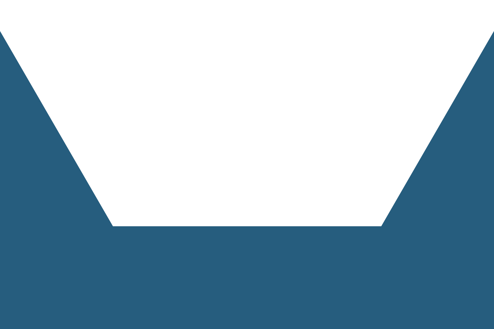 A simple graphic with a large white trapezoid in the upper center, bordered by two blue triangles on each side and a solid blue area along the bottom edge—perfect for highlighting your veterinarian or vet clinic’s information.