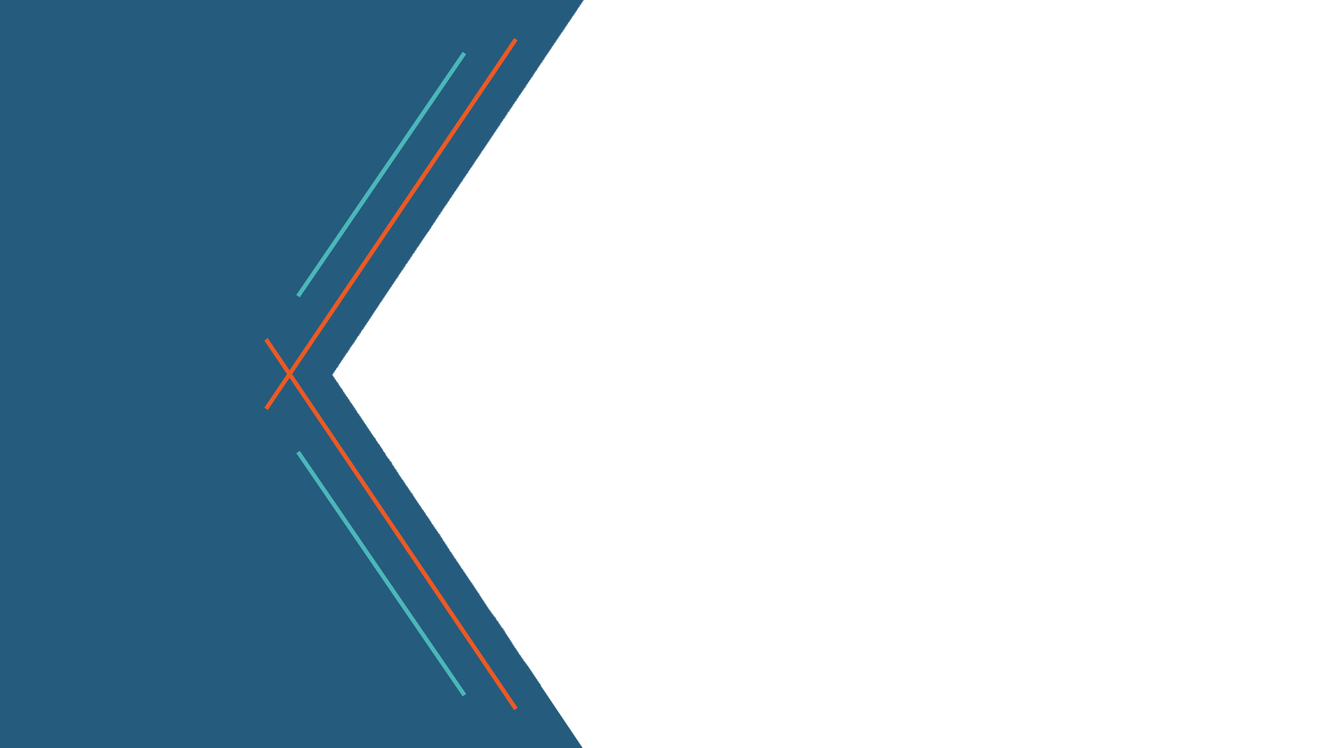 A blue background on the left features a large white chevron pointing right, with three diagonal lines—two teal and one orange—intersecting near the center, suggesting movement and care—perfect for a modern vet or veterinarian’s branding. The right side is mostly white space.