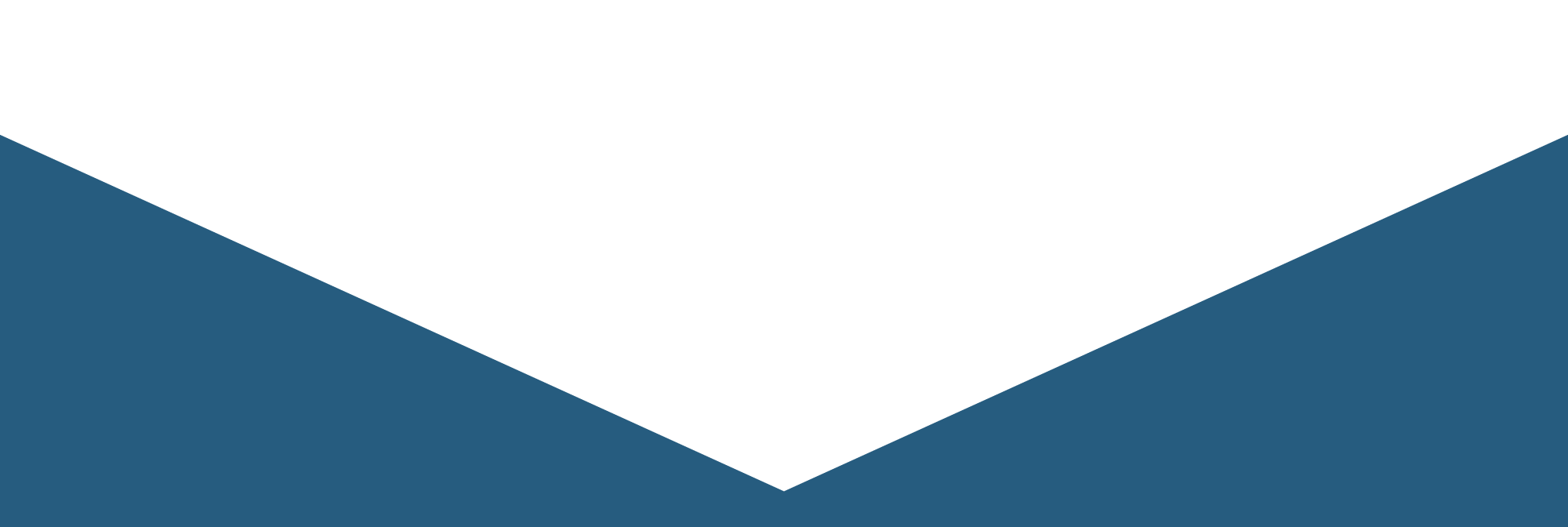A simple geometric design with a large white triangle pointing downward, creating a V shape reminiscent of the letter "V" for Veterinarian, set against a blue background filling the lower portion of the image.
